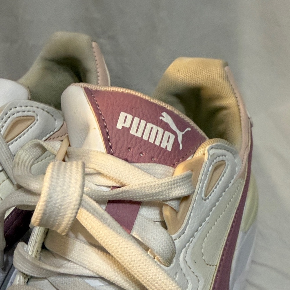Puma Women’s Cream Sneakers with Mauve Accent - Picture 3 of 6